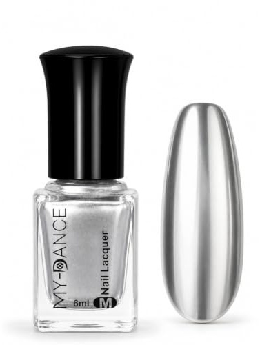 silver Nail Polish, Metallic Mirror Effect, Quick Dry, No UV Lamp | Mirror-Shine Silver Effect, High-Gloss Finish, Smooth Even Coverage, Precision Brush, Easy DIY Home Manicure for Women