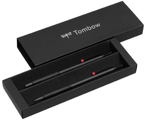 Tombow PLZ-211-1 Schreibgeräteset Zoom 707 Kugelschreiber mit Druckbleistift, grau/schwarz/rot