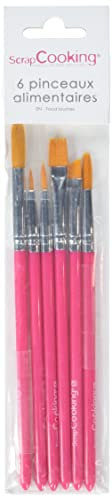 SCRAP COOKING Scrapcooking 5170 Set de 6 Pinceaux Alimentaires Plastique/Aluminium/Nylon Rose 23 x 5 x 0,7 cm