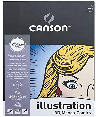 CANSON Set 6 Blöcke Brett Manga Illustration BD 12 Blatt DIN A3 250 g weiß