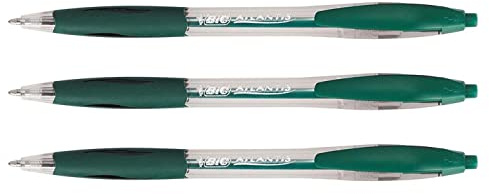 BIC Set (3 Stifte Druckkugelschreiber ATLANTIS Classic pte Moy. 1 mm grün