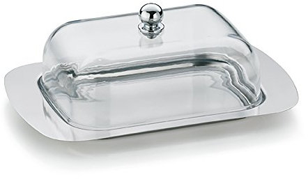 Kela 11466 Beurrier, Acier Inoxydable, Argent/Transparent, 18,5 x 12,5 x 5,5 cm