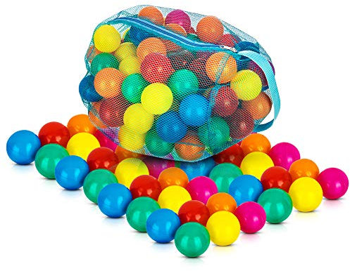Hillington Multicoloured Soft Play Ball Set with Handy Mesh Net Carry Bag - Features Bright and Exciting 6cm Balls in an Assortment of Colours Perfect for Ball Pit (100)