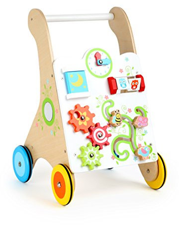 small foot Lauflernwagen Kunterbunt, aus Holz, multifunktionales Motorikspielzeug, mit gummierten Rädern, ab 1 Jahr, 10745