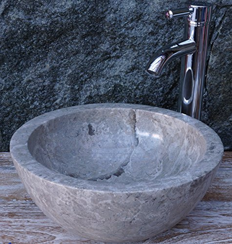 Massives rundes Marmor Aufsatz-Waschbecken, Waschschale, Naturstein Handwaschbecken - Ø 35 cm Modell 18 / Waschtische & Waschbecken