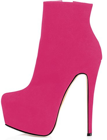 elashe- Stivaletti Donna con Tacco - 15CM Scarpe col Tacco con Plateau - Classiche Suede Stivaletti Donna Rosa EU37