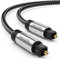deleyCON 10m Óptico Toslink Cable de Audio Digital Enchufe de Metal Recubrimiento de Nylon SPDIF Cable de Fibra Óptica Dolby DTS Sound - Negro