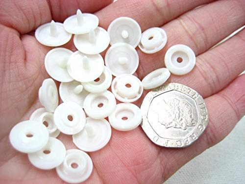 Druckknöpfe, T5, 1,2 cm, Kunststoff, Kunstharz, 50 Stück 1.2CM diameter off white/cream