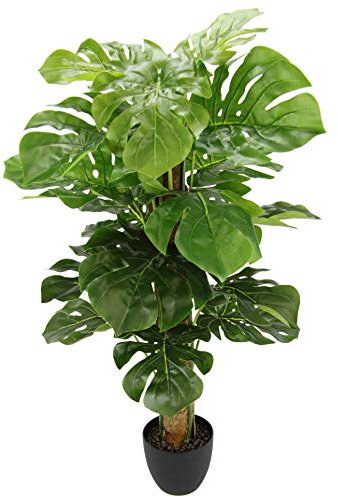 Flair Flower Artificiale Splitphilop in vaso Monstera, fiori di seta Real Touch, verde artificiale, pianta decorativa, pianta decorativa da interni, 90 cm, 90 cm