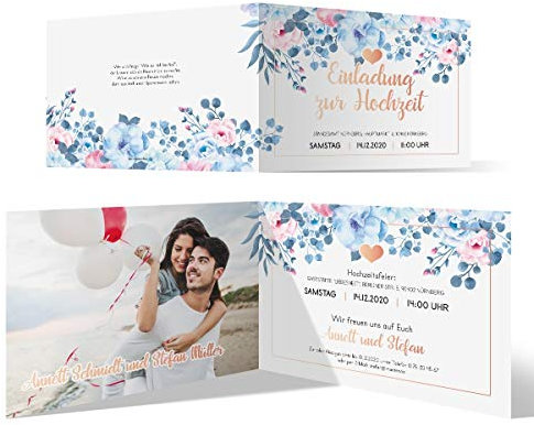 Hochzeitseinladungen individuelle Hochzeit Einladungskarten DIN A6 Klappkarte mit Foto - Gottesliebe