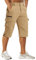 MAGCOMSEN Herren 3/4 Radhose Quick Dry Outdoor Wanderhose Sommer Stretch Bermuda Shorts Männer Kurz Jagd Angeln Hose Leicht Funktionsshorts mit Gummibund Khaki 36