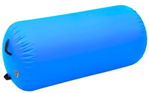 vidaXL Aufblasbare Gymnastik Rolle, Turnrolle mit Pumpe Beutel, Yoga Rolle Luftrolle für Rückbeugen, Fitnessrolle für Heimgebrauch Gym, Blau PVC