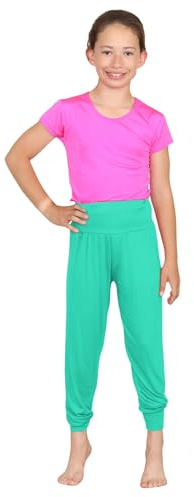 janisramone® Girls Trendy Harem Pants, Comfortable Baggy Fit Alibaba Leggings, Stylish Harems, Casual Summer Yoga Trousers, Dance Pants for Kids, Girls Active Wear Jade Green