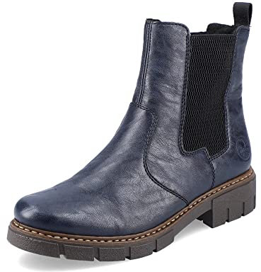 Rieker donna Stivaletti Z3561, signora Stivaletti Chelsea,bottini,stivaletti,stivaletto,stivaletto slip-on,piatto,boots,blu (blau / 14),42 EU / 8 UK