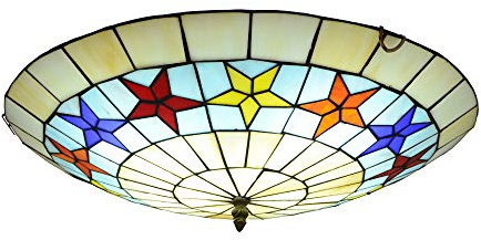 MOLOURK LED Kinderzimmer Schlafzimmer Deckenleuchte Vintage Flush Mount Deckenlampe E27 Küchenlampe für Wohnzimmer Esszimmer Gang Korridor Flur Farbe Glas Lampenschirm MAX 40W (50CM)