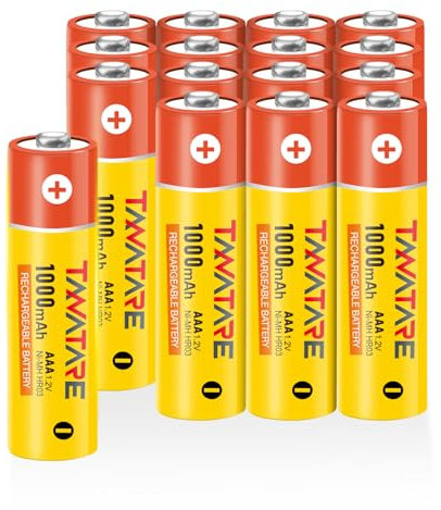 Tanatare Rechargeable AAA Batteries (16 Count) 1000mAh NiMH AAA Recharegeable Batteries, High Capacity, Pre-charege