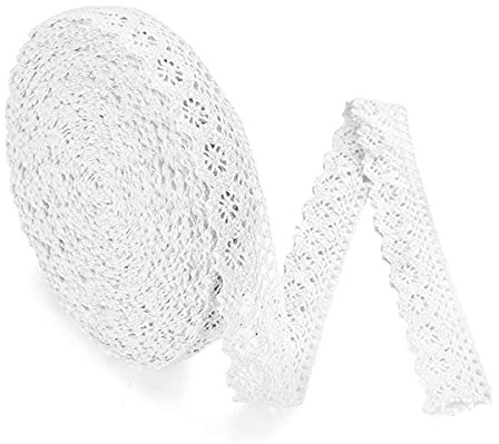 15 Yards White Lace Edging Trim Ribbon,Crochet Cotton Lace Trimming,Vintage Lace Ribbon,Lace Fabric Trim for Sewing Crafts Wedding Decoration Gift Wrapping (2.5cm)