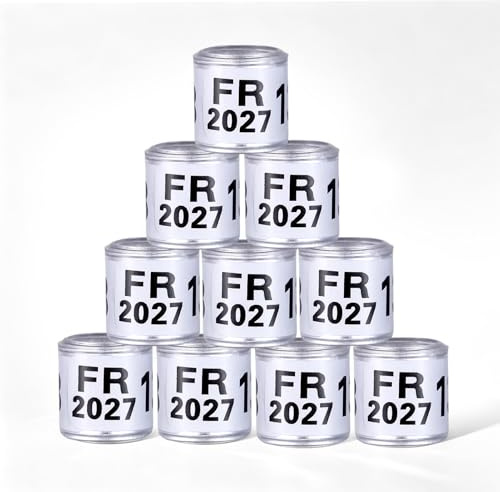 FULAIERGD Lot de 100 Anneaux de Pied pour Pigeons - en Aluminium - Multicolore - Identification des Bandes - en Plastique - avec 2027 FR- Identification des Oiseaux