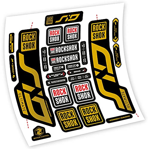 Pegatinas en vinilo adhesivo compatibles con horquilla Rock Shox SID Ultimate 2020 (Oro)