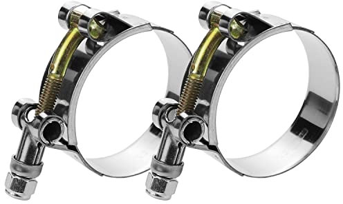 WYSIWYKA 2 Pack 2.5 T-Bolt Hose Clamps, 304 Stainless Steel Turbo Intake Clamp, Working Range 70mm-78mm for 2.5 Hose ID