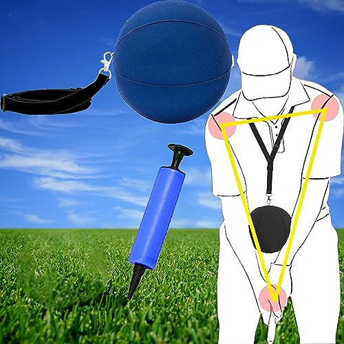 SUQ Golf Smart Ball, Swing Trainer - Inflatable, Adjustable, Impact Ball for Posture Correction (Blue)