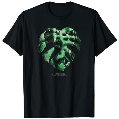 Monstera Fensterblatt Marmor Variegata Grün Schwarz T-Shirt
