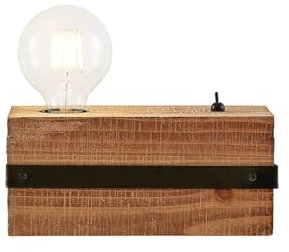 Lindby Tischlampe 'Sverina' (Landhaus, Vintage, Rustikal) aus Holz u.a. für Wohnzimmer & Esszimmer (1 flammig, E27) - Tischleuchte, Schreibtischlampe, Nachttischlampe, Wohnzimmerlampe