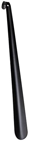 WENKO Calzascarpe extra lungo, aiuta a calzare le scarpe senza sforzare la schiena o chinarsi, lunghezza 58,5 cm acciaio inox con foro per appenderlo, ideale per corridoio e ingresso, nero