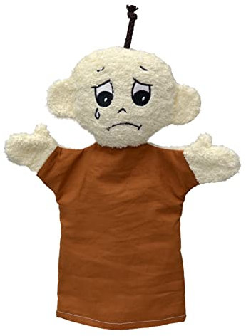 Handpuppe Puppe Handspielpuppe Plüschpuppe Märchenfigur Emotionen Traurigkeit 30 cm, Ideal für Puppentheatre und Rollenspiele, für Kinder Baby Jungen Mädchen