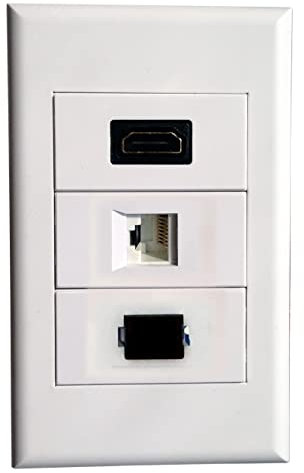Plaque de prise murale avec modules Simplex HDMI + RJ45 + SC, connecteurs Keystone (Type118C)