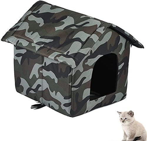 MUYYIKA Casa Impermeable para Gatos y Perros, Resistente al Invierno, Plegable, Cálida, Oxford, Refugio para Mascotas, Cama al Aire Libre
