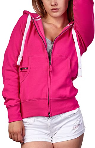 Mivaro Damen Sweatjacke mit Kapuze Kapuzenjacke Sweatshirtjacke XS - XXL | langer Reißverschluss, Regular Fit, Baumwollmischung 300 g/m2, zwei Taschen, Reißverschlussfach, Fleece innen, sportlich