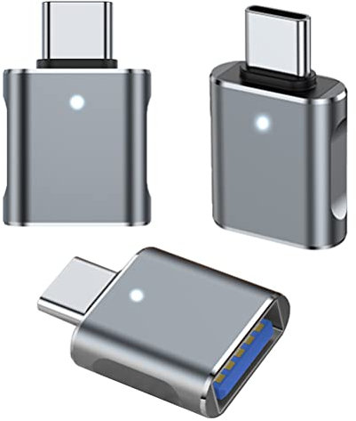 USB C Adapter 3 Stück, USB C auf USB 3.0 OTG Adapter Kompatibel mit MacBook Pro, Samsung Galaxy, Typ-C Handys, Tablets und Mehr (Grau)