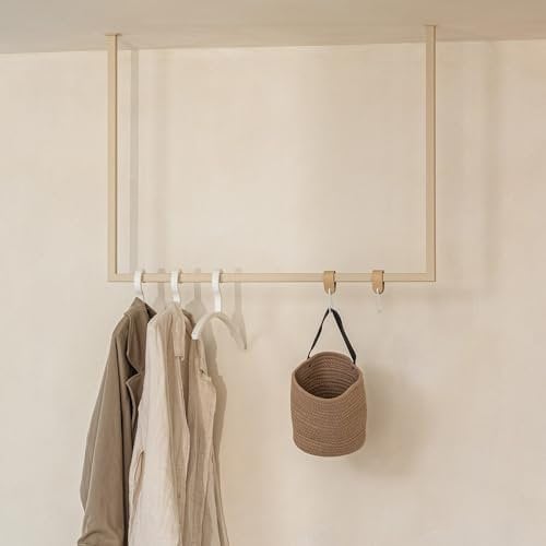 Metallbude Kleiderstange RUBI Cashew - Eckige Garderobe mit Deckenmontage - Kratz-, Stoß- & Schlagfest - 80x120 cm