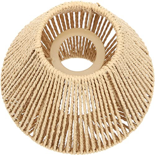 minkissy Rattan Woven Pendant Light Cover Hanging Lamp Shade Replacement Bulb Guard Lamp Cage for Chandelier 19 x 15cm