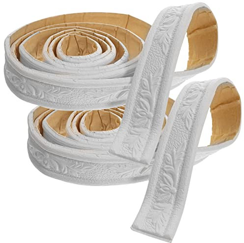 Sewroro 2 Rolls Peel and Stick Wallpaper Border Self Adhesive White Foam Molding Trim Sticky Decorative Wall Lines Wall Border Wall Baseboard Moulding Trim, 228x4x0.5cm