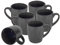 Kaffeebecher 6er Set je 350 ml - schwarz metallic/innen glänzend - Kaffeebecher mit Henkel - Tee Becher Kaffee Tasse aus Porzellan spülmaschinenfest