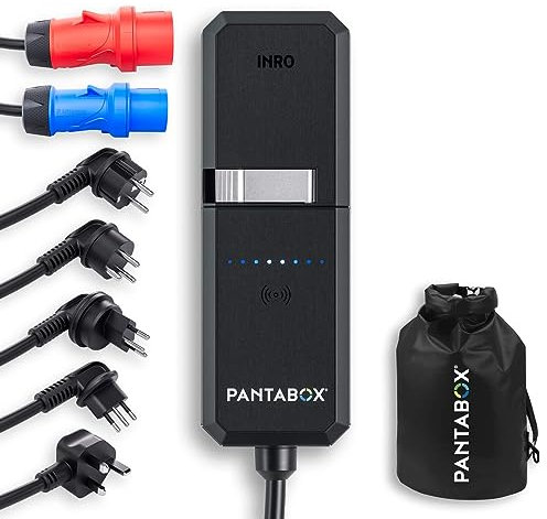 PANTABOX Home & Travel Europe, Mobile Wallbox, E-Auto Ladestation, Wallbox 11 kW, Zu Hause Laden, Unterwegs Laden, Mobile Wallbox mit Adaptern für Europa