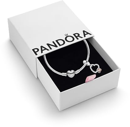 PANDORA Heart Full of Hearts Charm & Bracelet Set | Sterling Silver Bracelet & Dangle Charm With 14k Rose Gold-Plated Heart, Crystals & Cubic Zirconia, Gift Boxed