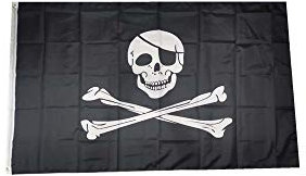 Stormflag Piratenflagge Totenkopf 90 x 150 cm – Flagge mit Totenkopf 90 g Polyester 90 g – 2 Metallösen Doppelnaht mit Öse