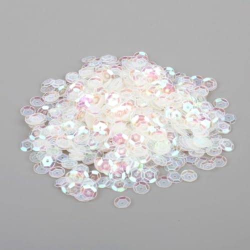 Wambere 4800 Stück Durchmesser 6mm Pailletten,Lose Pailletten Sequin mit Loch,Pailletten zum Basteln,für Nähen DIY Basteln Kunsthandwerk Nagelkunst Schmuckherstellung Kleidungsdekoration,Weiß A