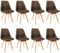 LEWE Esszimmerstühle 8er Set Stühle Skandinavischer Küchenstuhl Wildlederkissen mit Beinen aus Buchenholz für Esszimmer, Wohnzimmer, Schlafzimmer, Küche (Braun)