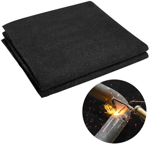 Acidea Kohlefilz-Schweißdecke, feuerfest, hitzebeständig bis 1000 °C, 100,1 x 100,1 cm, strapazierfähig, schwer entflammbar, Schutzmatte, Isolierpad zum Löten, Schweißen, Löten, Sanitärbedarf