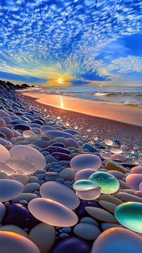 ZHUMUTO Diamond Painting Groß XXL Bilder Set Erwachsene,40x70 cm Strand Sonnenuntergang,5D Diamant Painting Bilder Erwachsene mit Zubehör Stift Für Wohnzimmer Dekoration