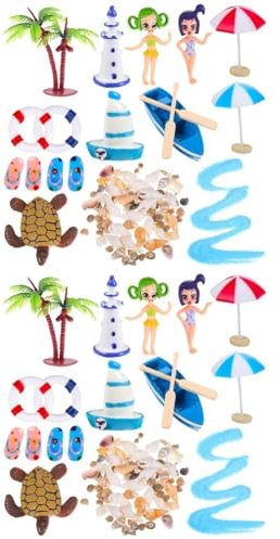 BESPORTBLE 22 Piezas Mini Adorno de Playa Pastel de Fiesta en la Playa sombrilla de Playa Juguetes Infantiles Juguetes de Playa miniaturas para Manualidades Minifiguras de plastico Oceano