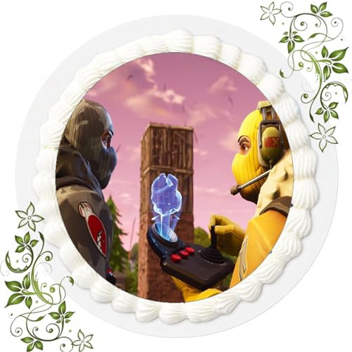 FONDANT Tortenbild, Zuckerbild mit Motiv, Essbares Foto für Torten, Tortenbild, Tortenaufleger Ø 20cm FONDANT Gamer Game Fortnite Nr. 12