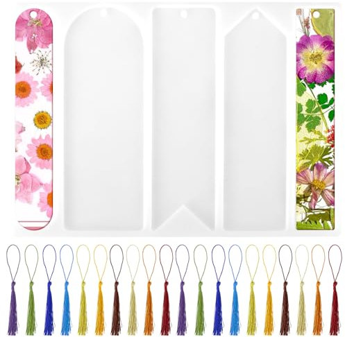 Lot de 5 marque-pages en résine époxy, avec 20 glands, moule en silicone pour marque-pages en résine époxy DIY