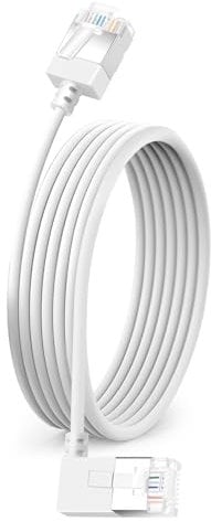 Dutevolns Flexible Cat 6 Ethernet Cable 90° Right Angled 2M, Ultra Thin & Slim Rj45 LAN Lead Gigabit Applicable For Mac, PC, Router, Ps4/5, (White)