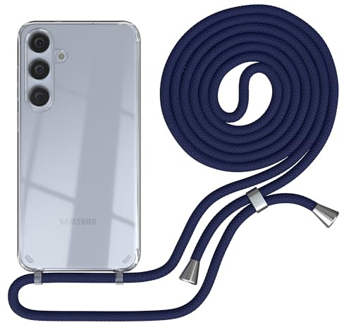 EAZY CASE - Handykette kompatibel mit Samsung Galaxy S24 Plus Kette zum Umhängen für Galaxy S24 Plus Hülle mit Band aus Silikon stoßfeste transparente Handyhülle als Fallschutz in Navy Blau