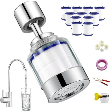 TocaFeank Testa del rubinetto antispruzzo, rubinetto girevole con filtro antispruzzo - Testa del filtro 'ugello del rubinetto della cucina,Rubinetto a cascata da cucina con filtraggio efficiente